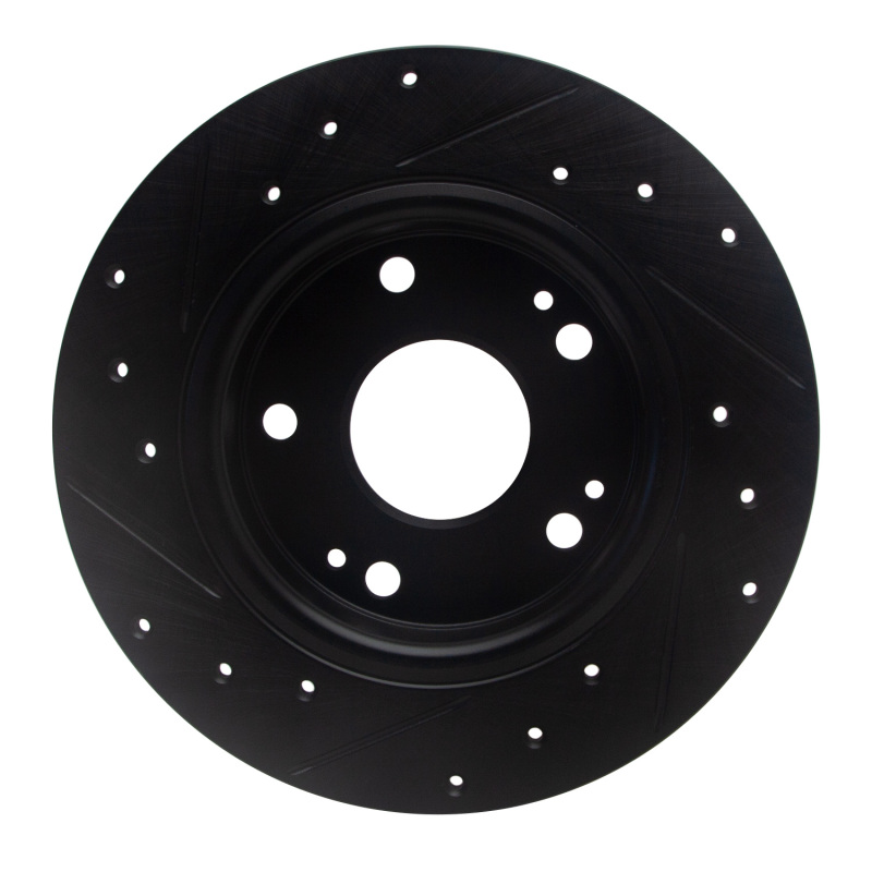 Honda Civic Hatchback Brake Rotor (1) - Rear Right - R1 Concepts - Drilled & Slotted - Black - `16-`25